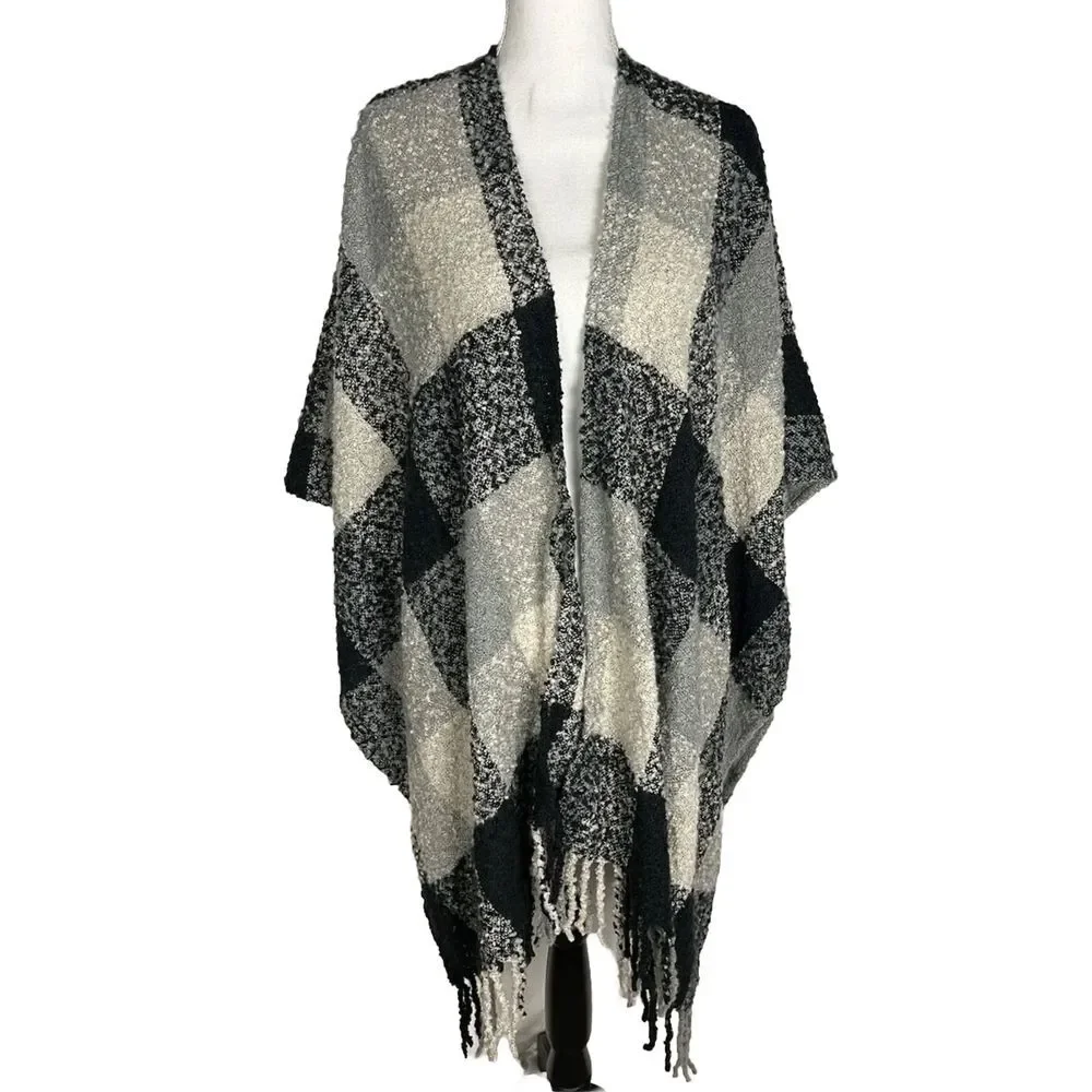 Woolrich Womens One Size Blanket Wrap Shawl‎ Cape Poncho Plaid Soft